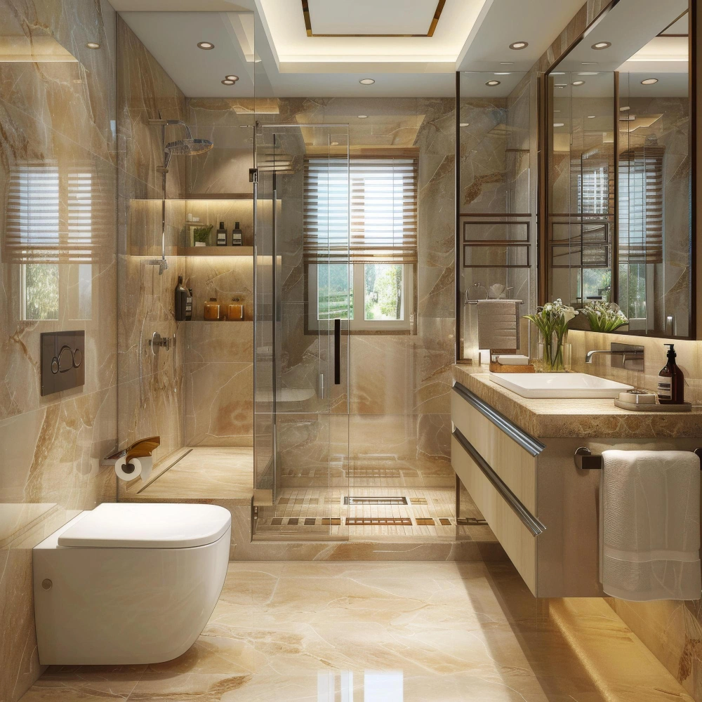 Luxury bathroom remodeling with custom shower and vanity in Los Angeles
